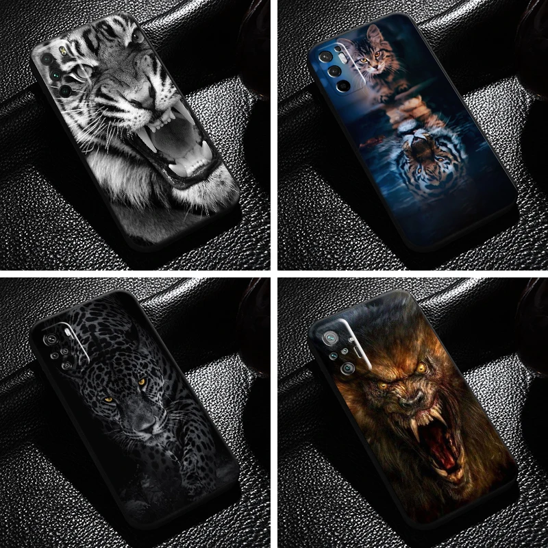 

Tiger Lion Eagle Dog Cat Wolf For Xiaomi Redmi Note 10 10S Pro Max Note 10T 5G Phone Case Funda Back Liquid Silicon Soft