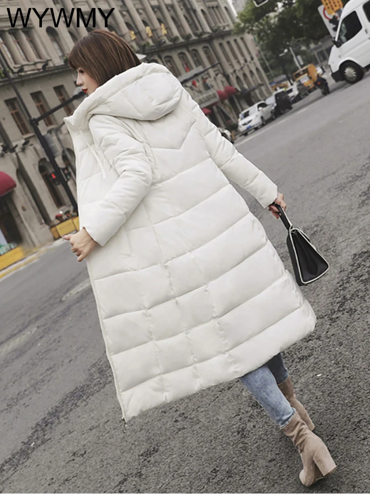 WYWMY Winter Women Jacket X-Long Parkas Hooded Cotton Padded Female Coat High Quality Warm Outwear Parka Jacket Women Winter
