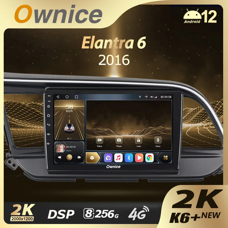 

Автомагнитола Ownice K6 + 2K, мультимедийный видеоплеер на Android 12, без DVD, с GPS, для Hyundai Elantra 6, 13,3-2018, типоразмер 2 Din