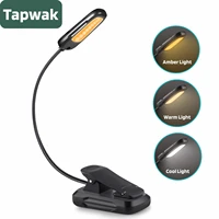 tapwak clip book light 9 led dimmable reading light for bed 3 level usb rechargeable flexible portable small night reading lamp