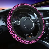 pink leopard car steering wheel cover 38cm anti slip cheetah steering wheel protective cover car styling interior accessories