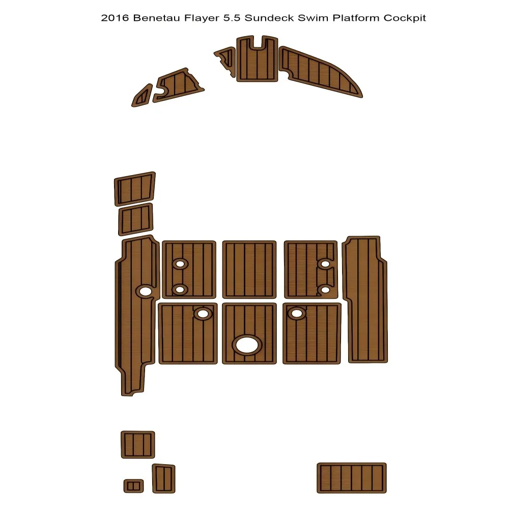 2016 Beneteau Flayer 5 Sundeck Платформа для плавания Кокпит Лодка EVA Коврик из тикового дерева