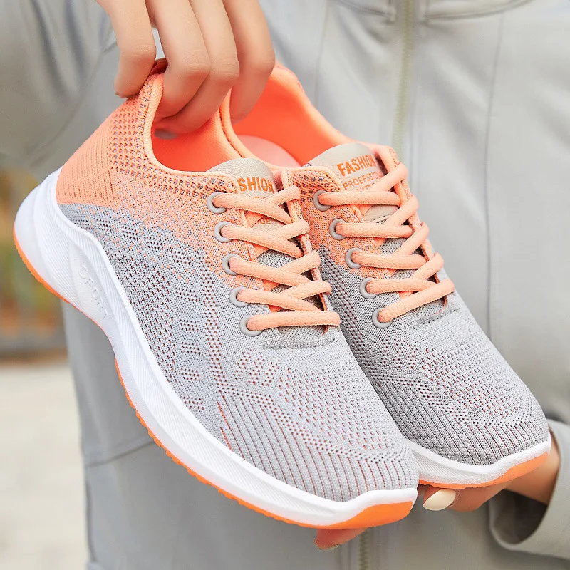 Spring Autumn Women's Flying Woven Shoes Breathable Sport Shoes Casual Lace Up Sneakers Students Shoes Chaussures pour étudiant