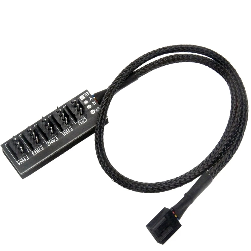 

1 To 5 4-Pin PWM Hub CPU Cooling Fan/Case Splitter Adapter Braided Power Cable Hub Splitter Adapter