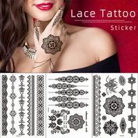 disposable fake tattoo sexy black lace series waterproof sweatproof arm waist leg women temporary tattoos