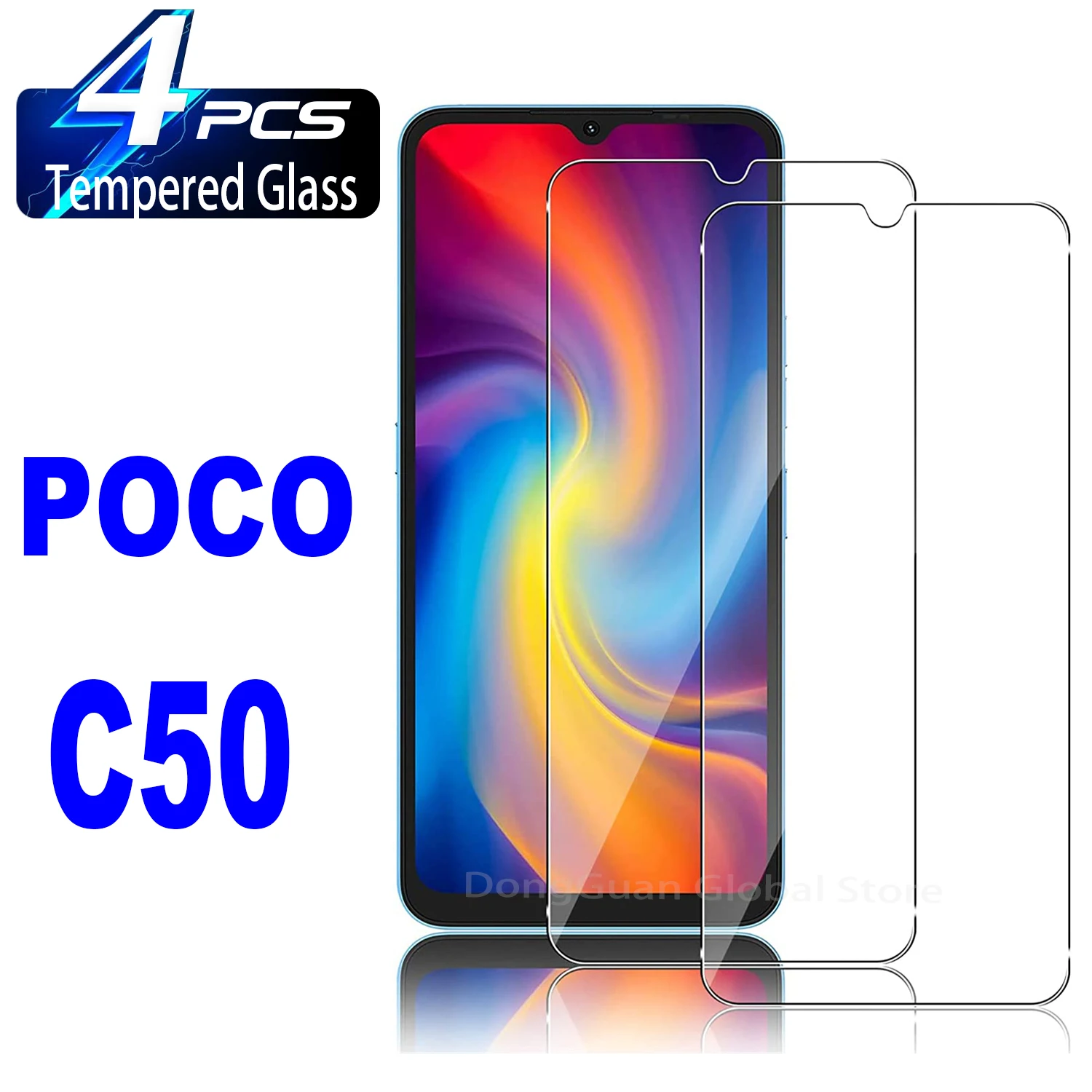 

4Pcs Tempered Glass For Xiaomi Poco C40 C55 C50 C3 C31 F4 GT X5 X4 Pro X3Pro X4 X5 F3 GT Screen Protector Glass Film
