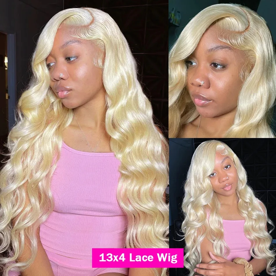 250% 613 Медовый блондин Объемная волна 360 Full HD Прозрачный парик из натуральных волос