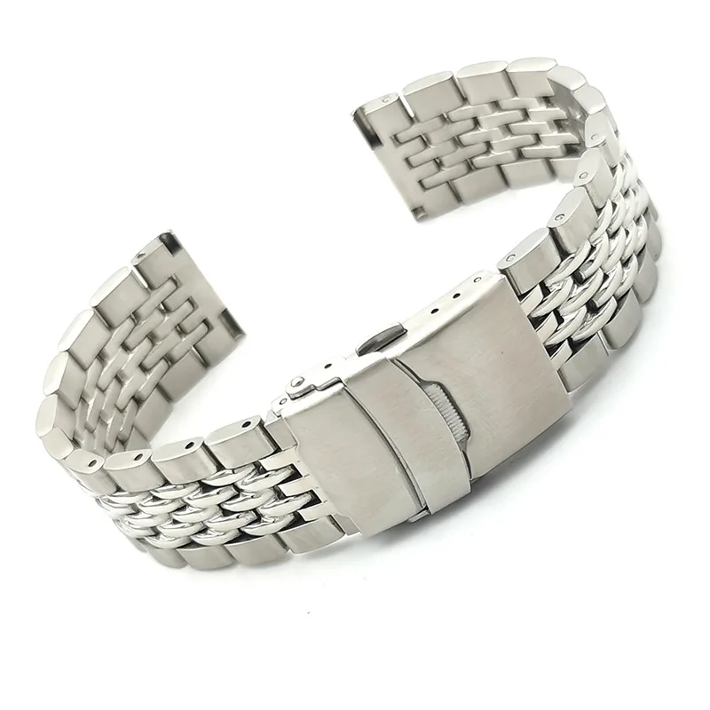 22MM 316L Stainless Steel Bead Of Rice Watch Band Strap Bracelet Straight End Fit For SKX007 Dive Watch
