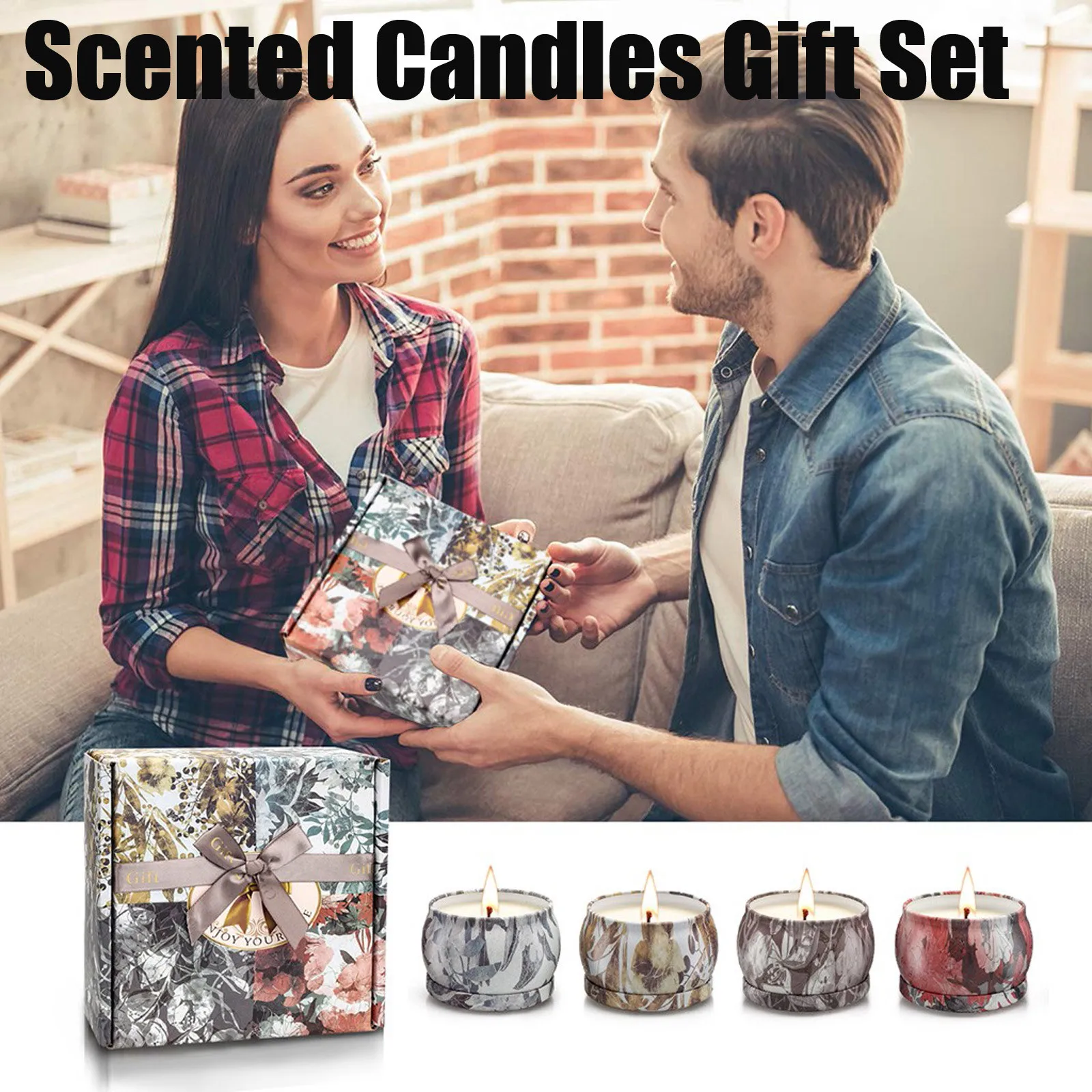Natural Tin Set Of Scented Tools & Home Improvement Glass Jar Candle Holder