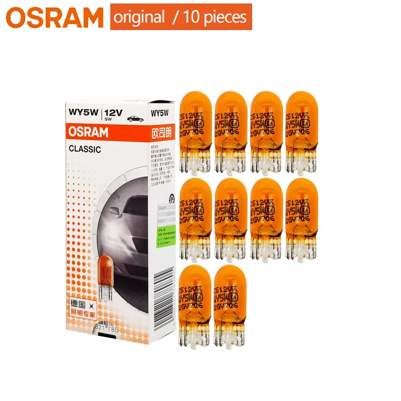 

10 шт. OSRAM T10 2827 Янтарный 12 В 5 Вт W5W желтая линия 2300K Внутреннее освещение поворотный сигнал лампы OEM Автомобильные галогенные лампы