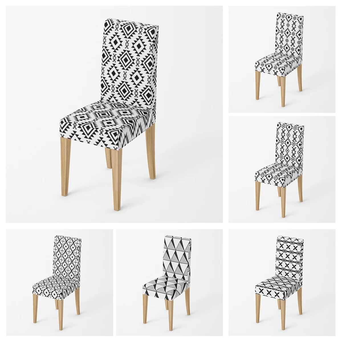 Домашние чехлы на стулья кухонные регулируемые столовые эластичные тканевые