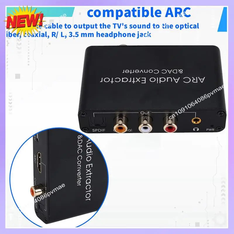Фото T24C ЦАП Аудиоконвертер ARC Audio Extractor -Совместимый оптический SPDIF коаксиально-аналоговый 3,5 мм цифро-аналоговый №3