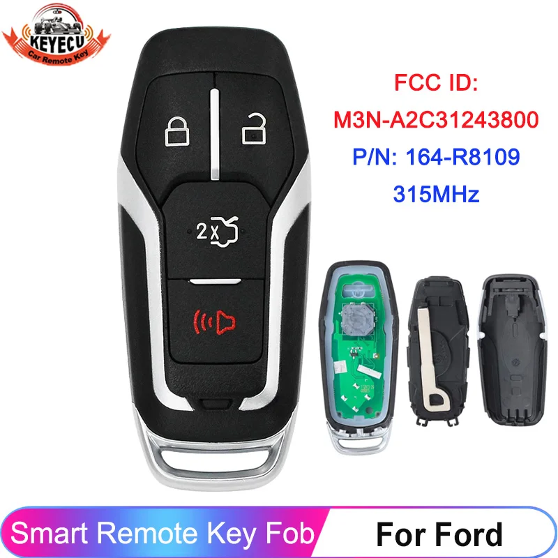 

M3N-A2C31243800 315MHz For Ford Fusion Edge Explorer Mustang 2015 2016 2017 164-R8109 Keyless Remote Smart Key Fob 4 Button