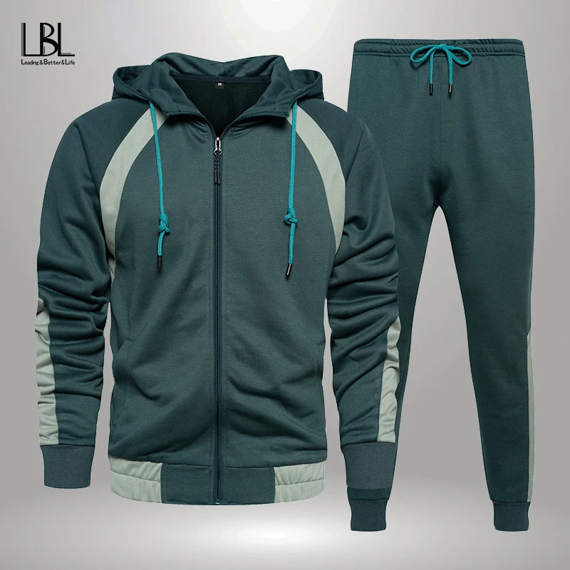 

Спортивный костюм мужской из 2 предметов, повседневный джоггеры с капюшоном, кофта и брюки, костюм для бега, весна-осень