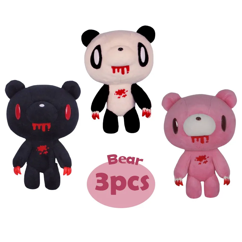 

3pcs Cartoon Gloomy Bear Panda Plush Bunny Toy With Claws Cute Pink Blood Bear Doll Kawaii Stuffed Sleeping Pillow 20cm Gifts