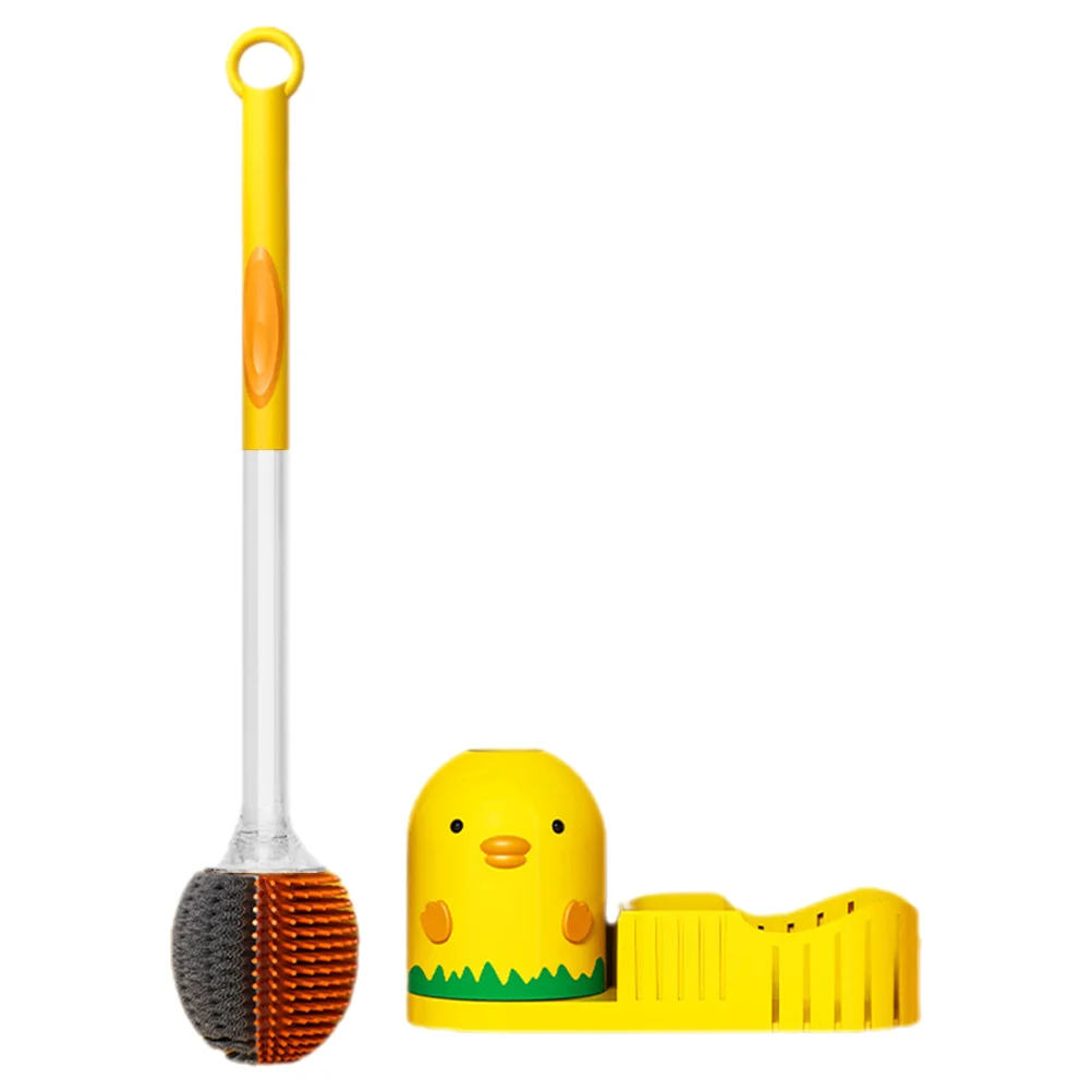 

Wall Hanging Toilet Brush Set Bowl Cleaners Soft Rubber Calcium Remover Pool Tile