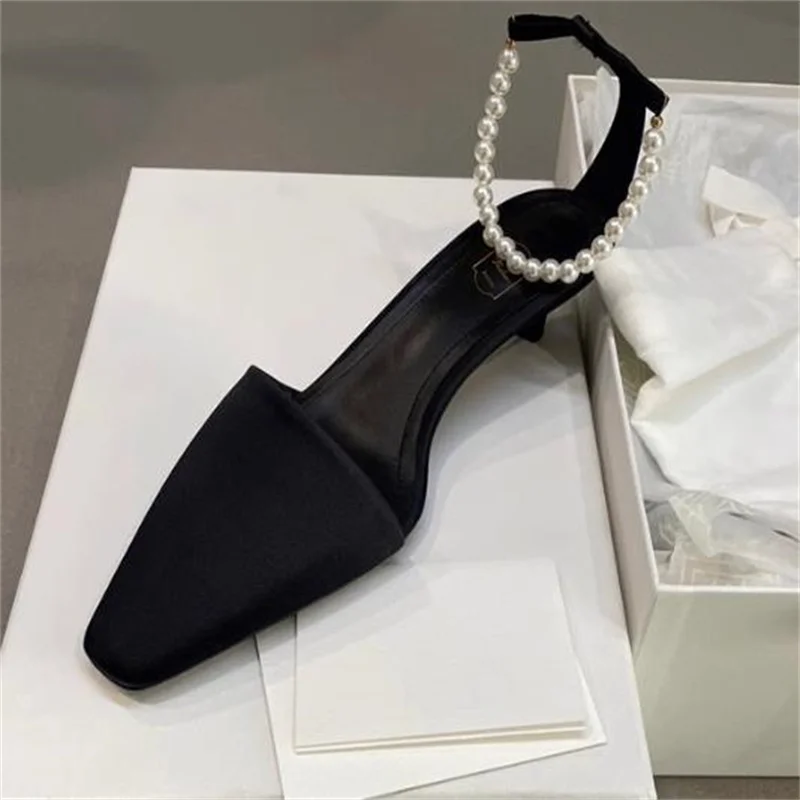 Женская обувь с жемчугом босоножки ремешком на щиколотке и пряжкой среднем