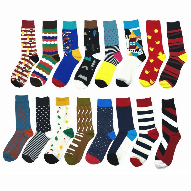 

Peonfly Striped Colorful Geometry Jacquard Multi Pattern Men Art Dress Fashion Happy Funny Casual Cotton Socks Male Autumn