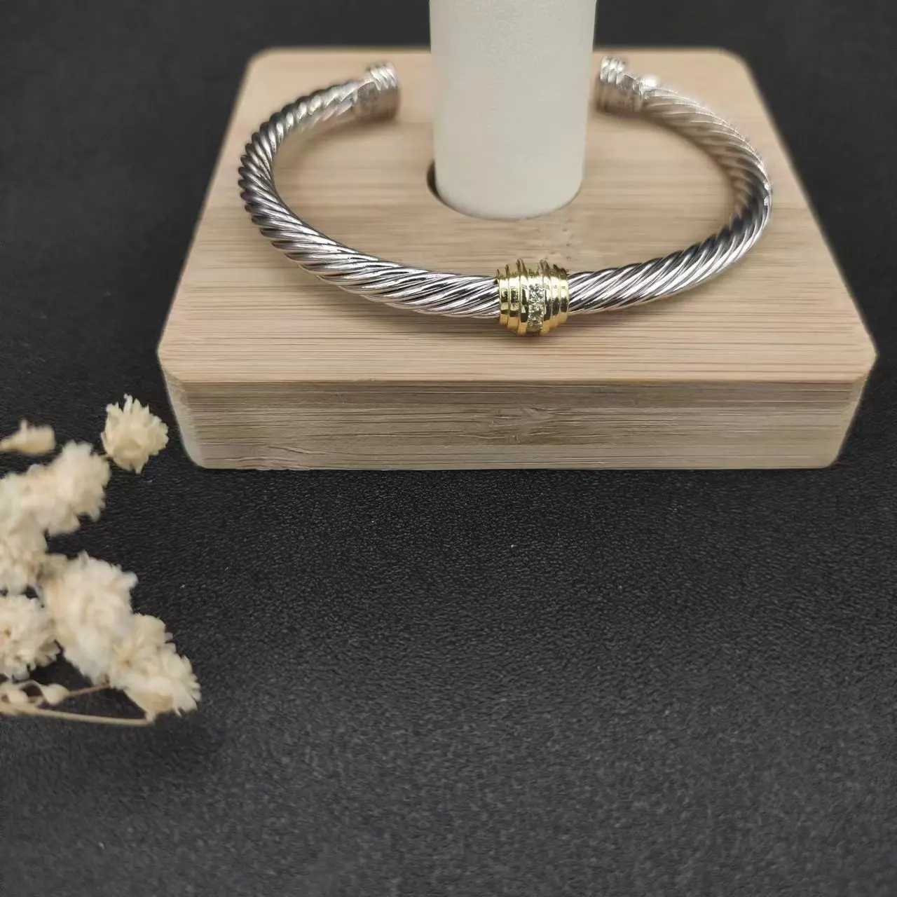 High Quality Men's Bracelet David Yurman Cable Classic BuckleBracelet with 14k Gold 925 Sterling Silver Free shipping