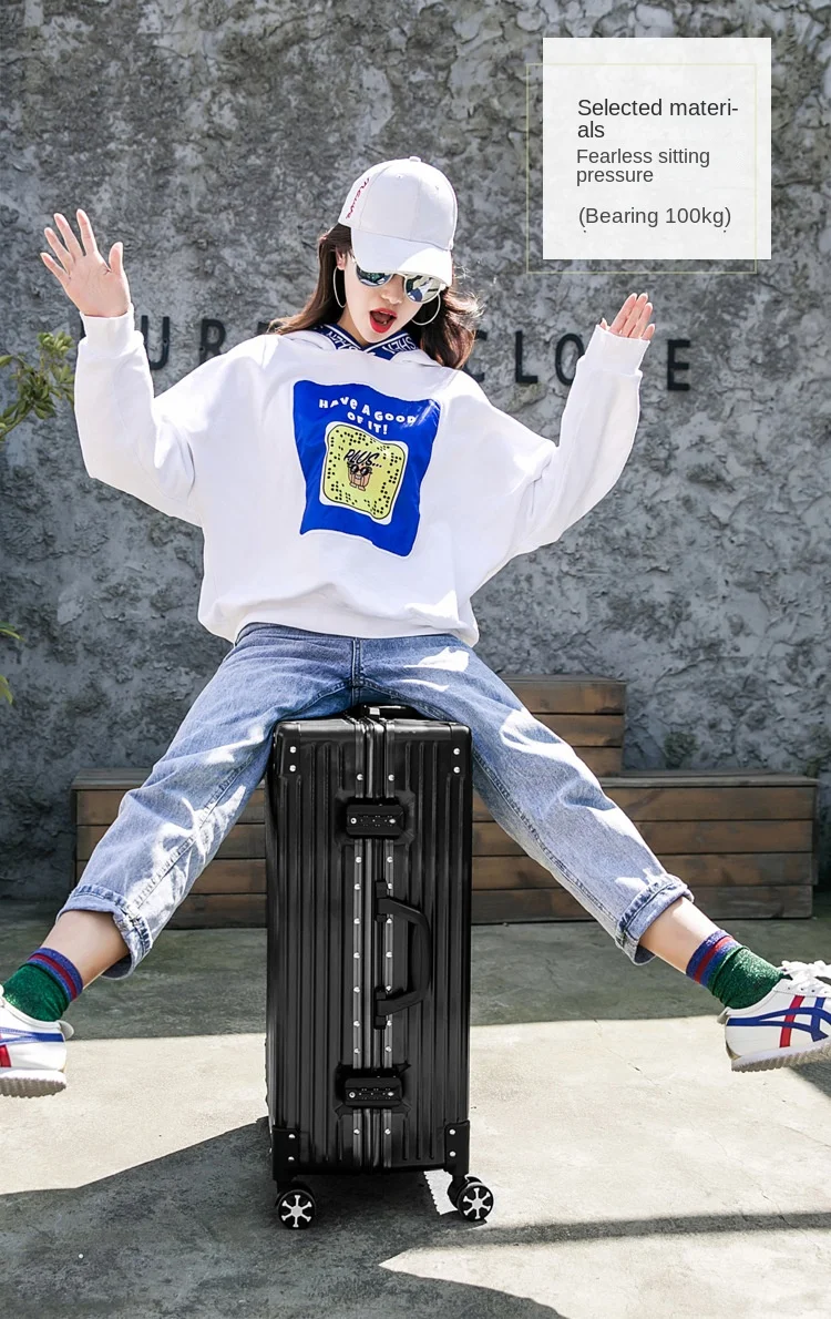 Scratch-resistant Suitcase Luggage 20/22/24/26/29-inch Portable Aluminum Frame Trolley Boarding Large Capacity Trolley  Case