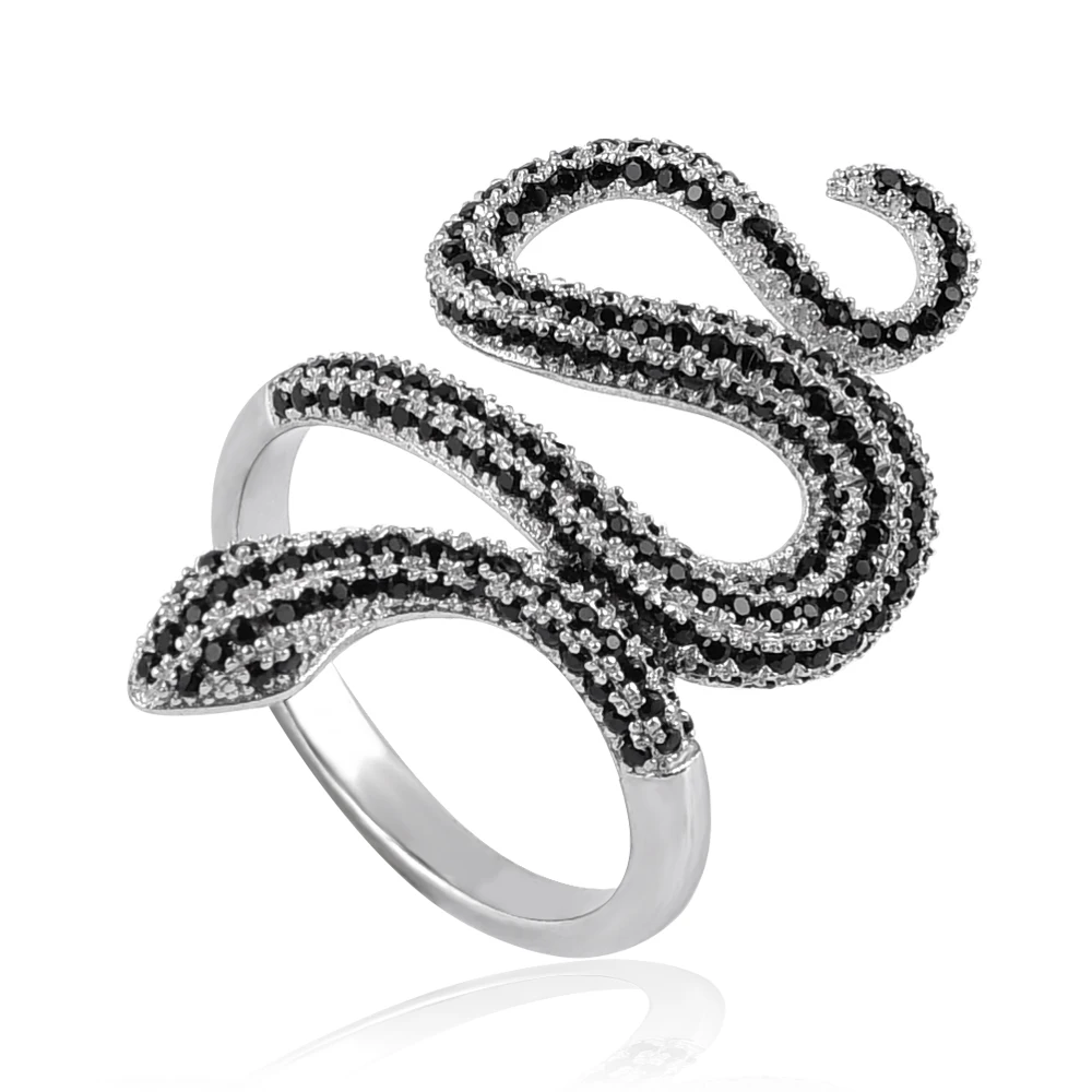

Wholesale Price Women's Snake Rings Silver 925 Cubic Zirconia Jewelry Rhodium Plated Hip Hop Ring for Women Zircon