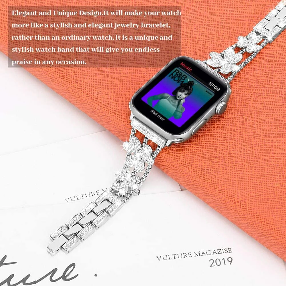 Metal Diamond Strap for Apple Watch Band 44mm 40mm 45mm 41mm 42mm 38mm 49mm Women Bracelet for iWatch Series Ultra 8 7 6 5 4 SE enlarge