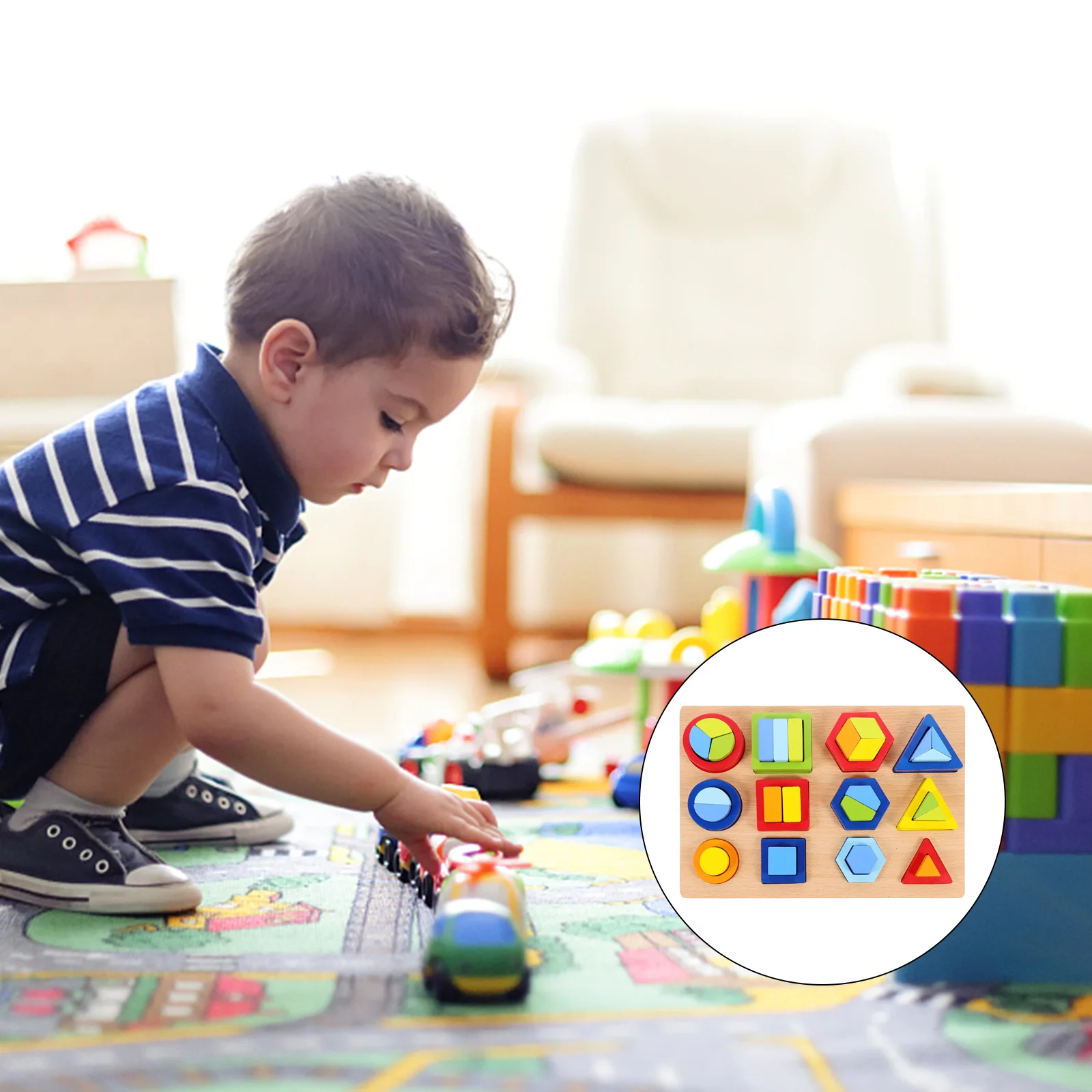 

1 Набор детских деревянных строительных пазлов для раннего развития