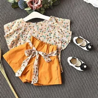 girls summer suits korean chiffon short sleeves pant 2pcs set childrens clothing casual sets