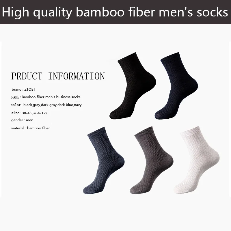 UG 10 Pairs/lot Men Bamboo Fiber Sport Socks Breathable Compression Long Running Socks Business Casual Male Large Size EU38-45