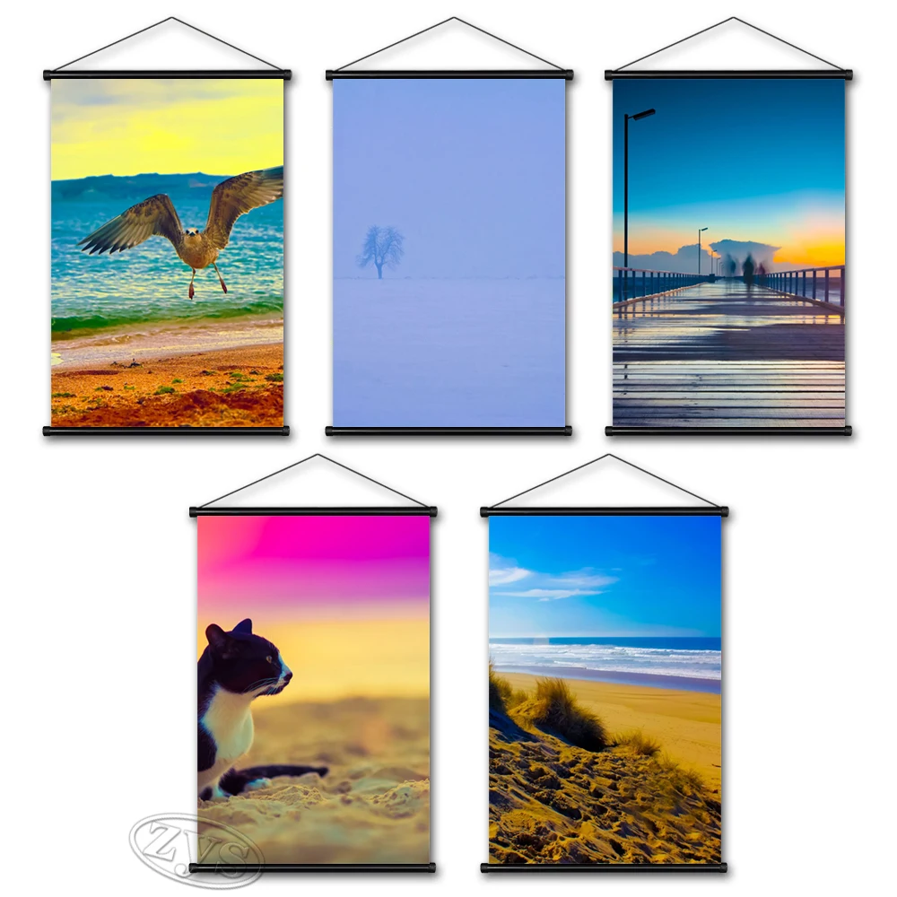 

Холст пустынная живопись пейзаж настенное Искусство Дерево плакат печать паром подвесные свитки озеро роспись горы картины спальня домашн...