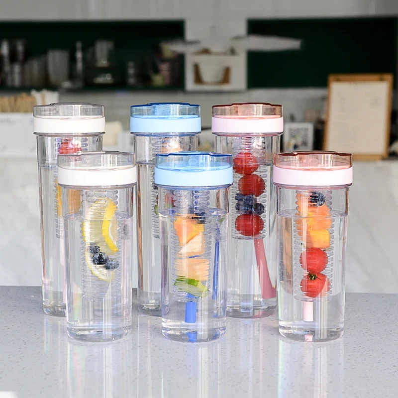 

Cute Water Bottle With Foldable Straw 800ML Water Bottle Fruit Tea Built-in Filter Cup Portable Office Drinkware Outdoor Shaker