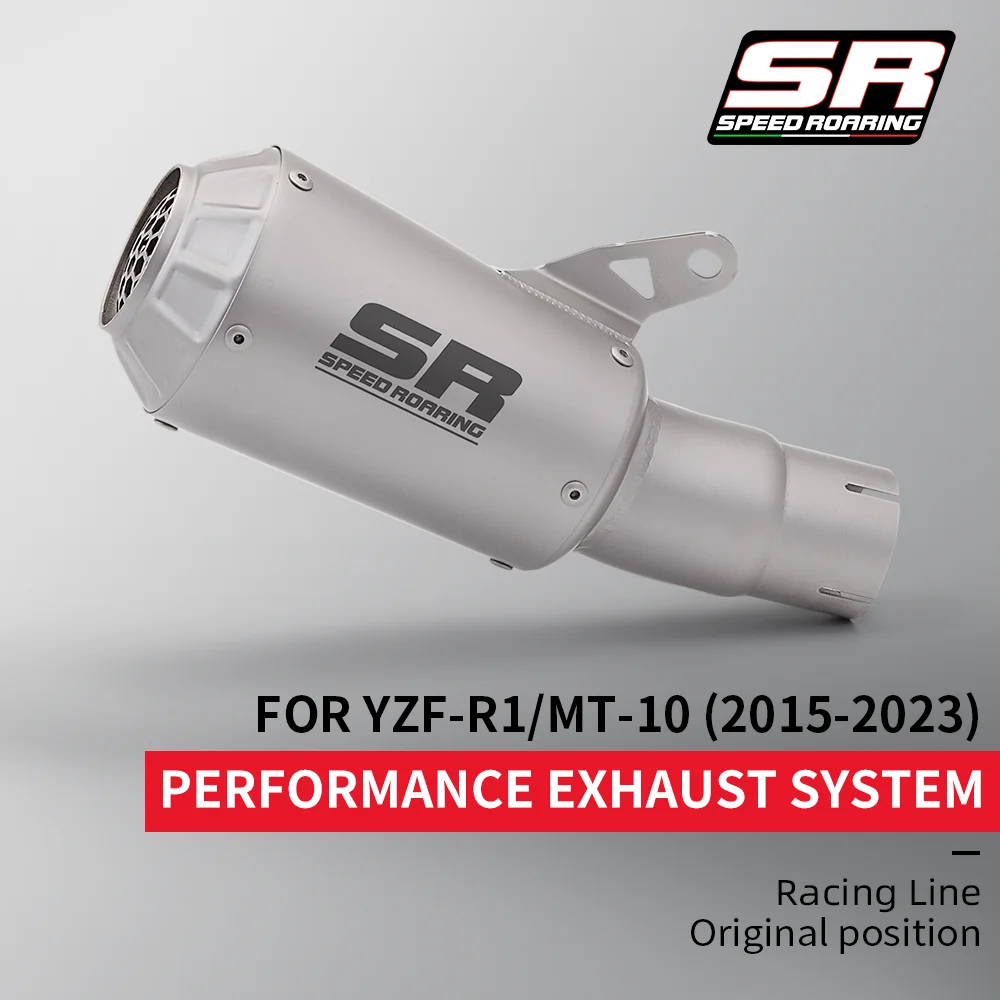 Фото Модифицированный глушитель для мотоцикла, подходит для YZF-R1 MT-10 2015-2023, накладной (Slip-on) №1