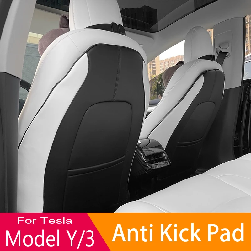 

2022 Car Seat Back Pad Anti Kick Protector for Tesla Model Y Model 3 Leather Tesla Model Y Model 3 Car Seat Back Cover Protector
