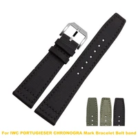 20mm 21mm 22mm green black nylon genuine leather watch strap watchbands for iwc portugieser chronogra mark bracelet belt band
