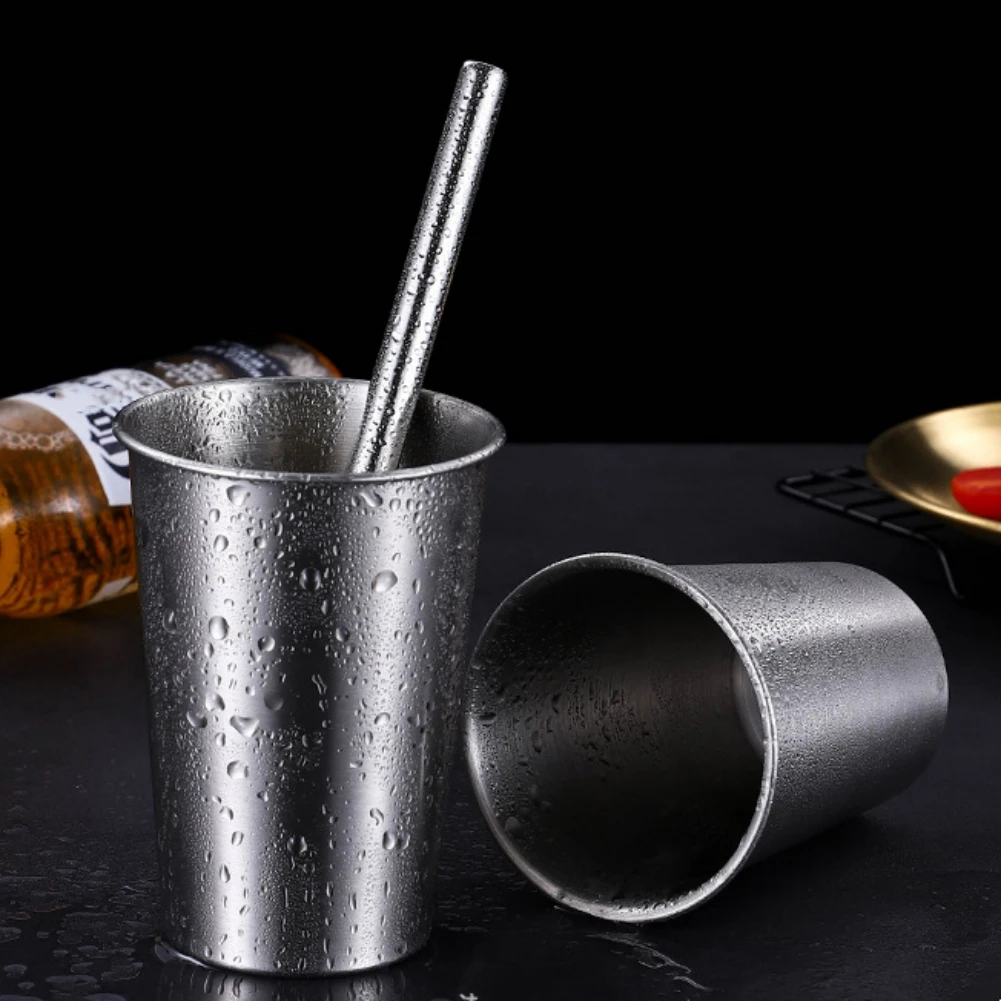 

5Pcs 500ML Stainless Steel Cups With Juice Beer Glass Portion Cups 16oz Tumbler Pint Metal Kitchen Drinking Mug Bar Supply