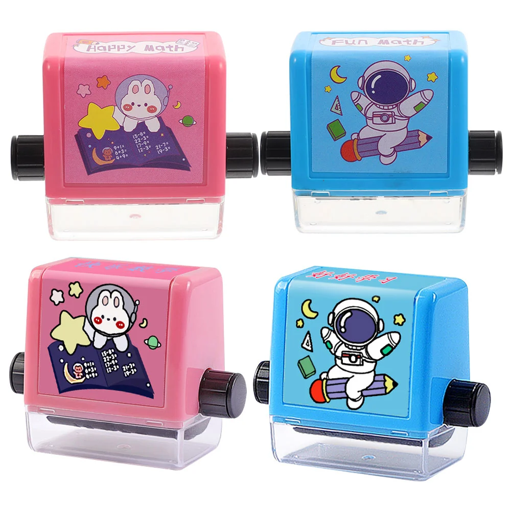 

4 Sets Math Roller Stamp Math Stamp For Kids Math Learning Math Teaching Aids for School