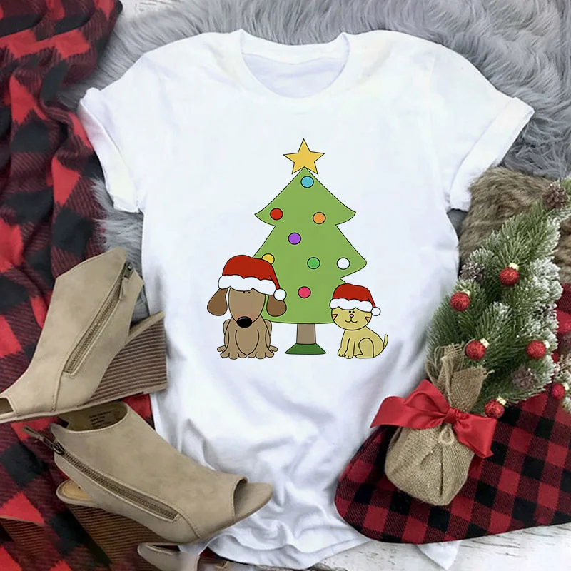 

Футболка женская с принтом лося, милый топ из полиэстера с круглым вырезом и коротким рукавом, в стиле Харадзюку, на лето