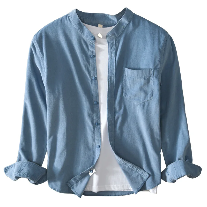 

Spring Autumn New Men's Corduroy Long-sleeve Shirt Solid Color Men Casual Loose Shirt Top Pure Cotton Comfortable Men Shirt Coat