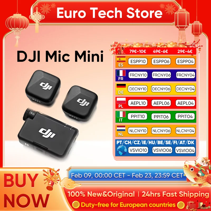 DJI Mic Mini 2TX 1RX add Charging Case Two-Level Active Noise Cancelling 48-Hour Operation High-Quality Audio Stable Transmissio