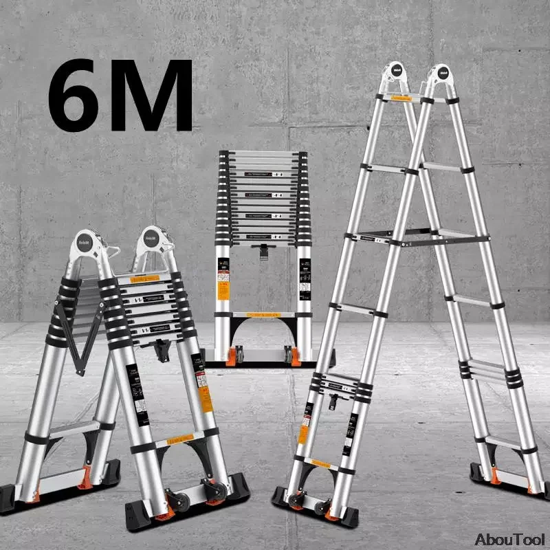 

NEW IN Telescopic Ladder Aluminum Alloy Herringbone Ladder Stable Folding Ladder Multifunctional Stair Lift Household Straight L