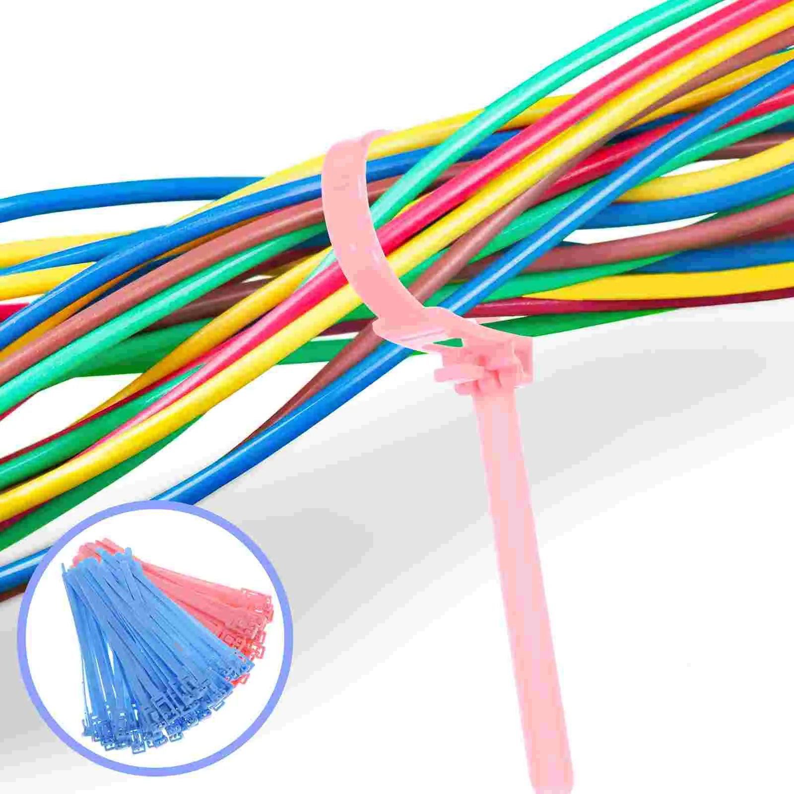 

100 Pcs Detachable Zipper Cord Organizer Silicone Zip Ties Plastic Zip Tie Silicone Ties Cable Warp Electric Wire Color Tie