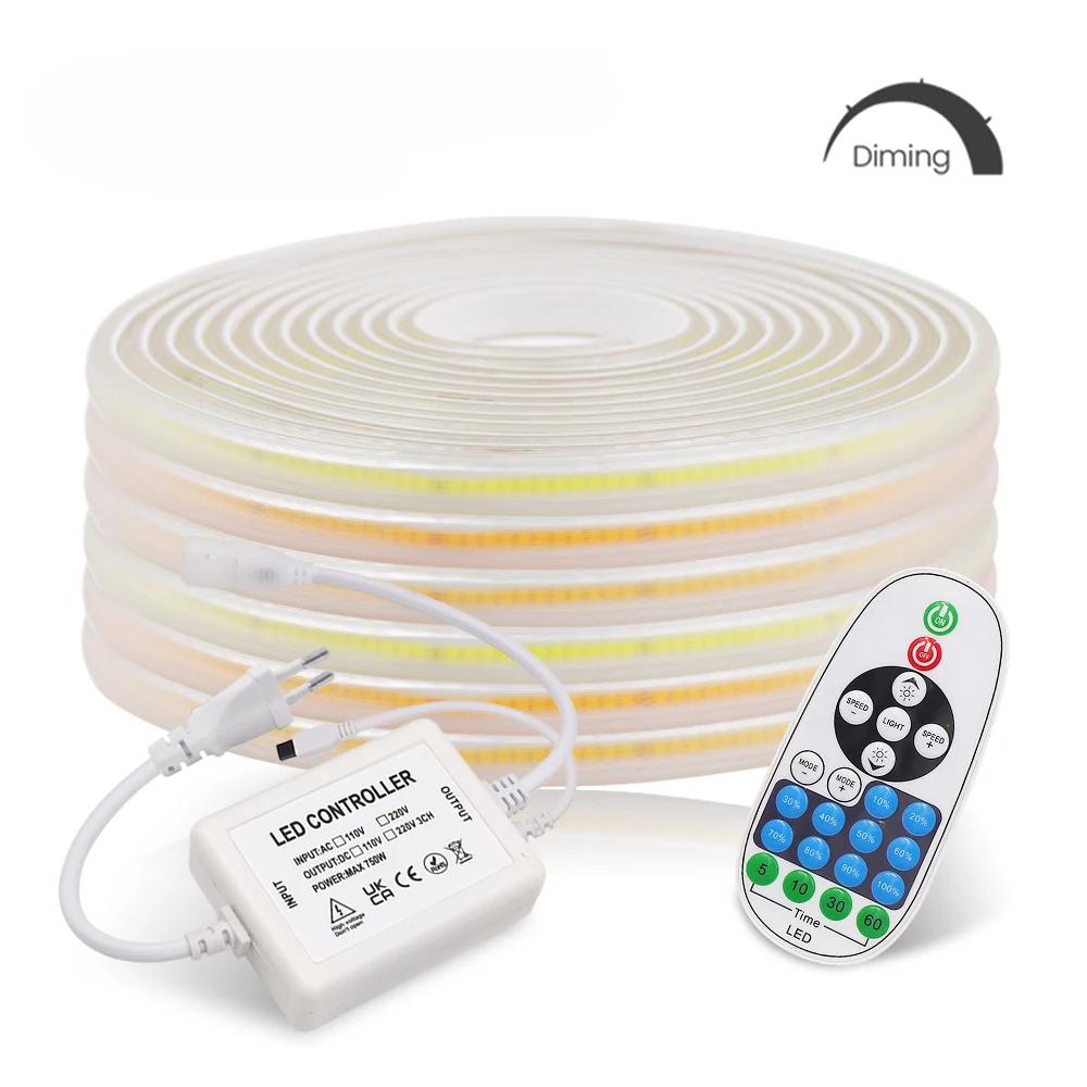 

220 В Tuya Wi-Fi COB Светодиодная лента Bluetooth Настенная сенсорная регулировка с регулируемой яркостью 23 клавиши Пульт дистанционного управления 750 Вт Комплект контроллера 288 светодиодов/м Водонепроницаемая гибкая лампа