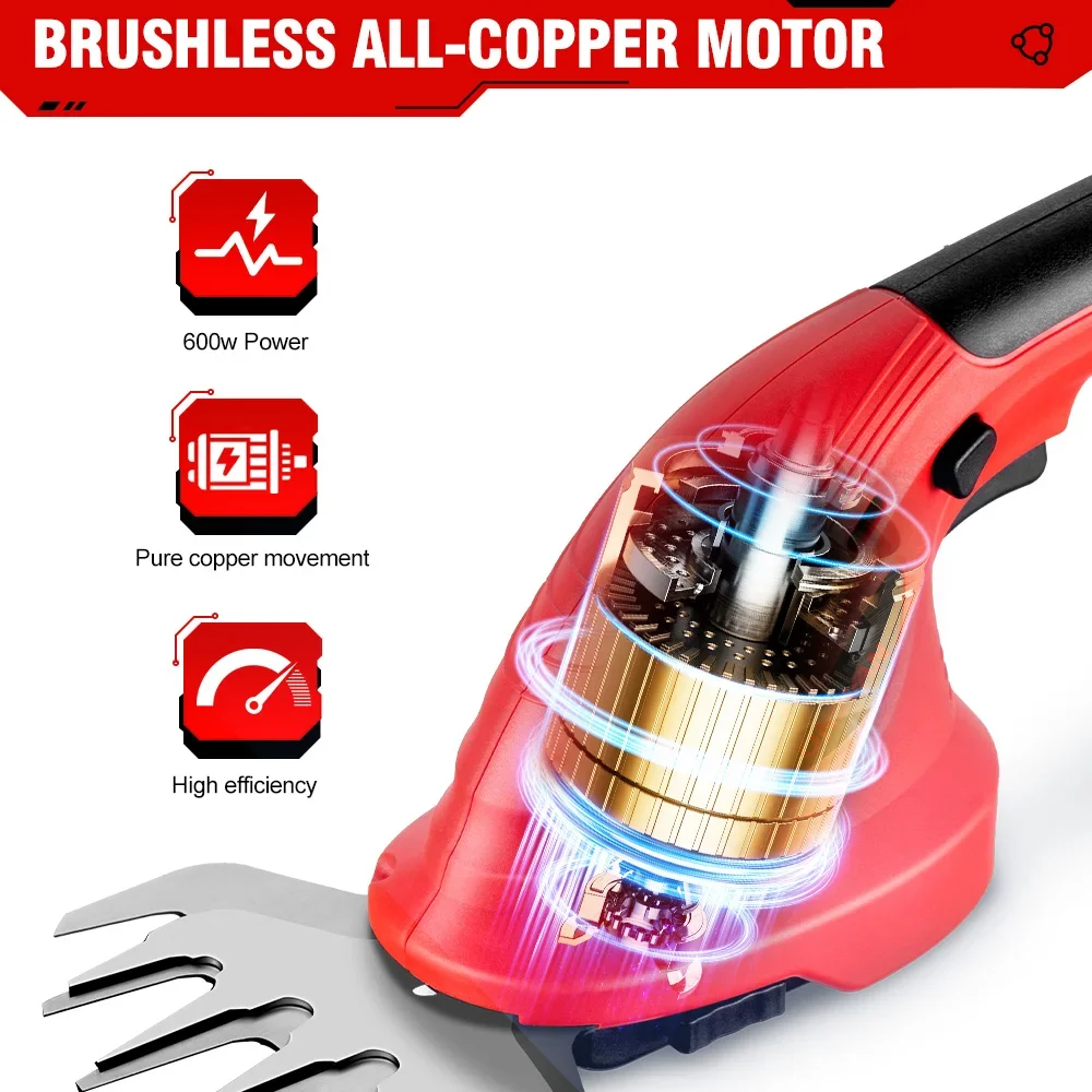 Бесщеточный резак для живой изгороди 2 в 1 беспроводной садовый триммер