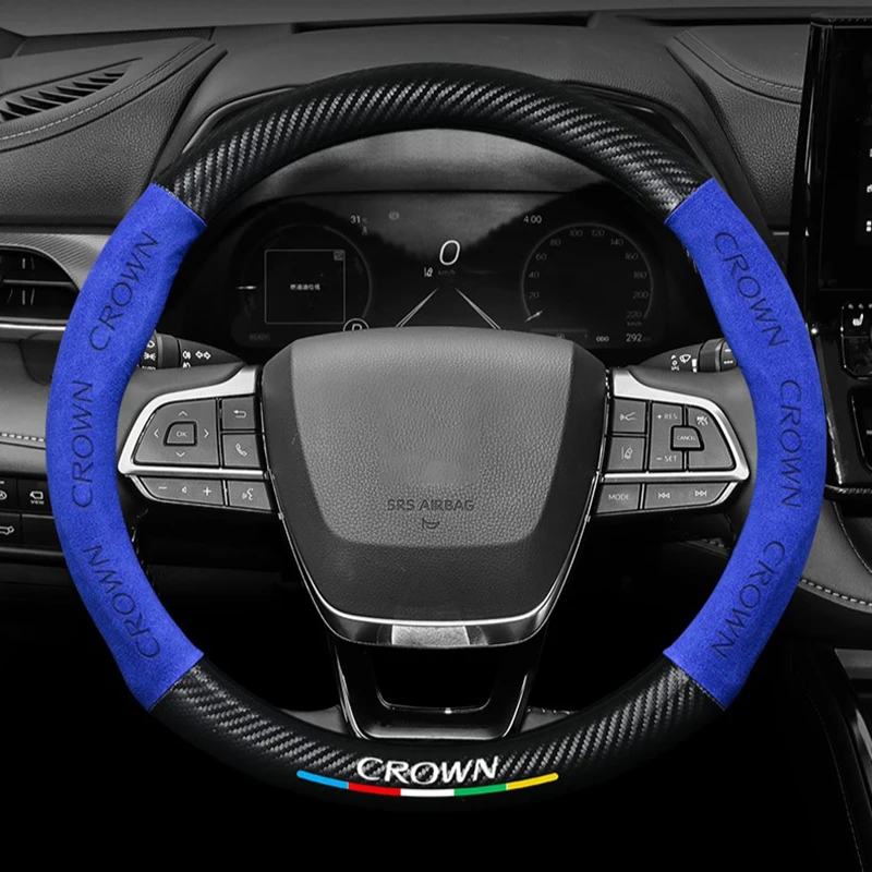 

2022 New Car Suede Carbon Fiber Car Steering Wheel Cover For Toyota Crown Car Exclusive Steering Wheel Cover Automotive Interior