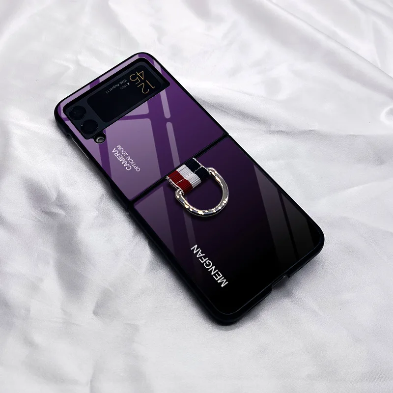 

Чехол с кольцевой пряжкой градиентного цвета для Samsung Z Flip3 чехол для телефона Galaxy Z Flip3 роскошный ударопрочный чехол из закаленного стекла