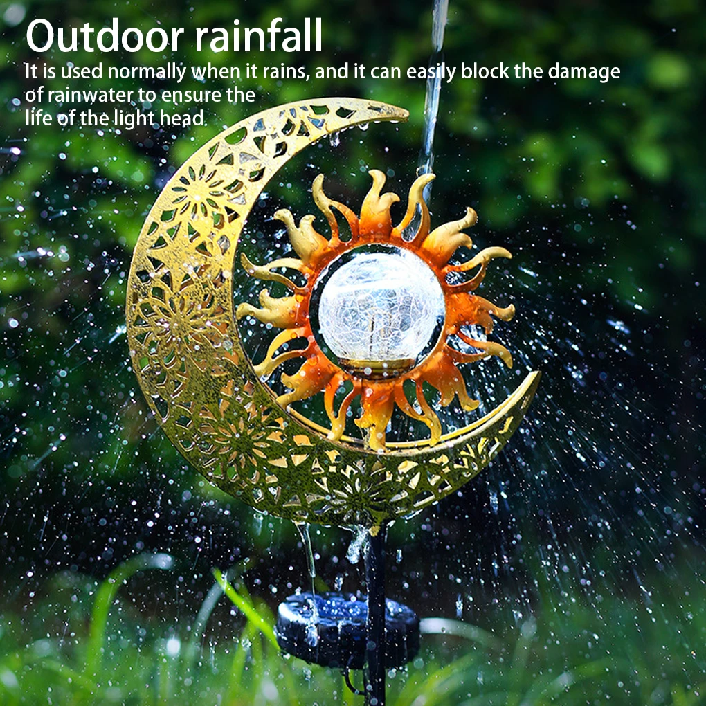 

Solar Powered Garden Light Portable Removable Outdoor Moon Sun Decorative Light-operated Lawn Yard Park Ground Peg Lamp