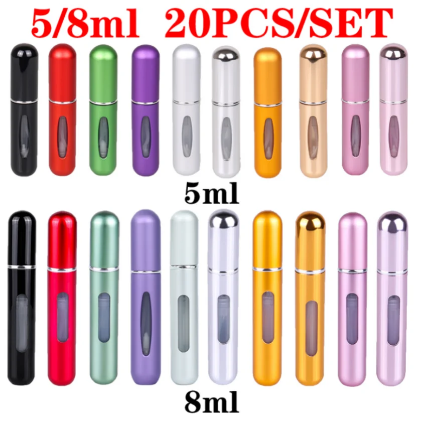 

Perfume Bottle Set 8Ml 5Ml Mini Refillable Bottle with Spray Pump Empty Cosmetic Containers Travel Atomizer Bottle Free Shipping