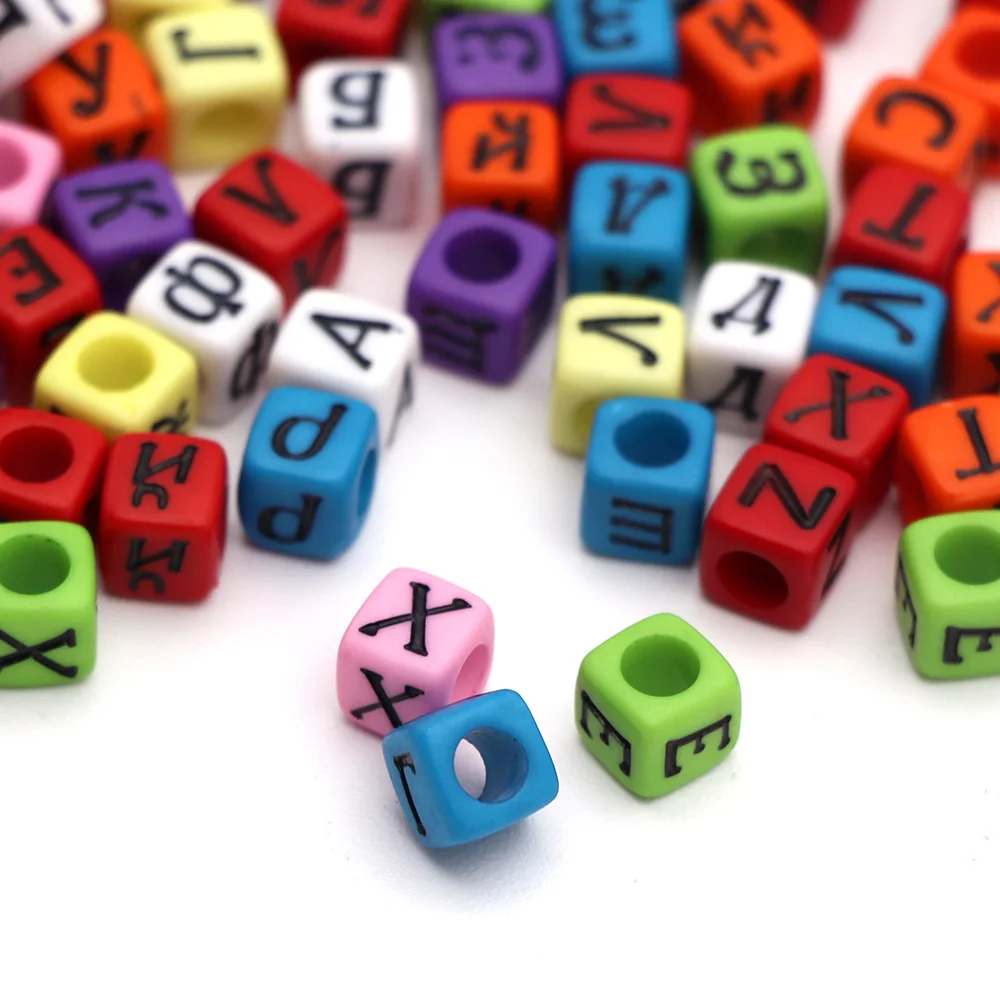 Квадратные бусины с русским алфавитом акриловые буквами кубические свободные