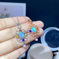 fine jewelry new 925 sterling silver natural opal necklace pendant luxury jewelry designer necklaces women