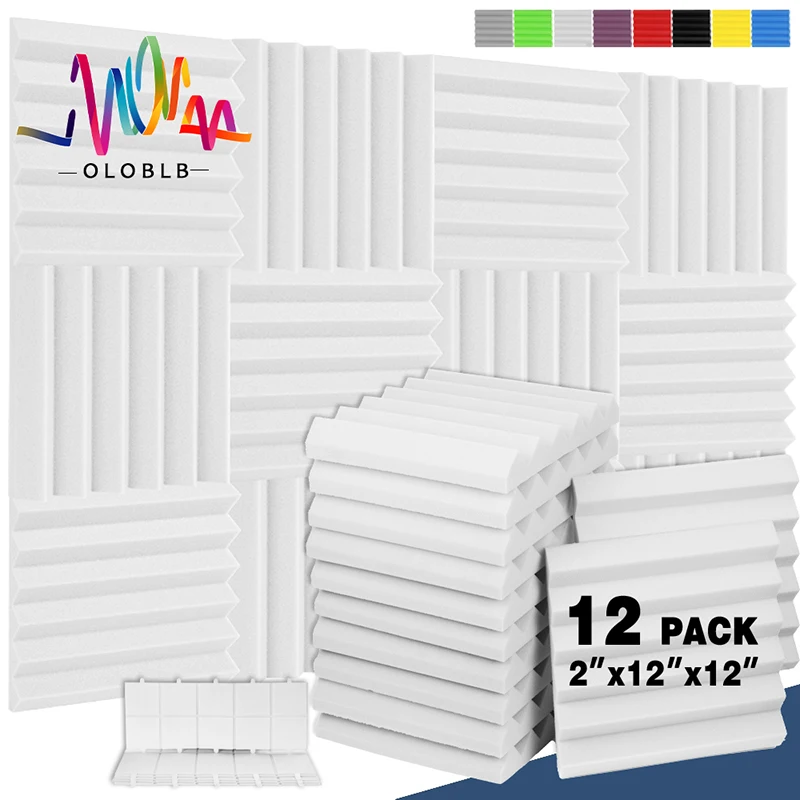 

Soundproof Foam 12 Pcs Sound-Absorbing Panels High Density Sound Proof Wall Panels Home Studio Acoustic Foam For Drum Room